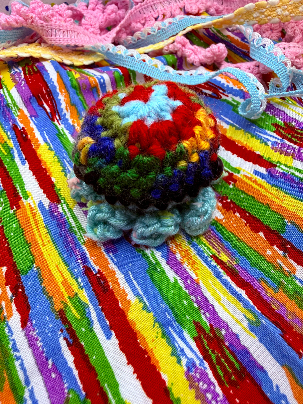 OOAK Yarn Scrap Octopus- Multi