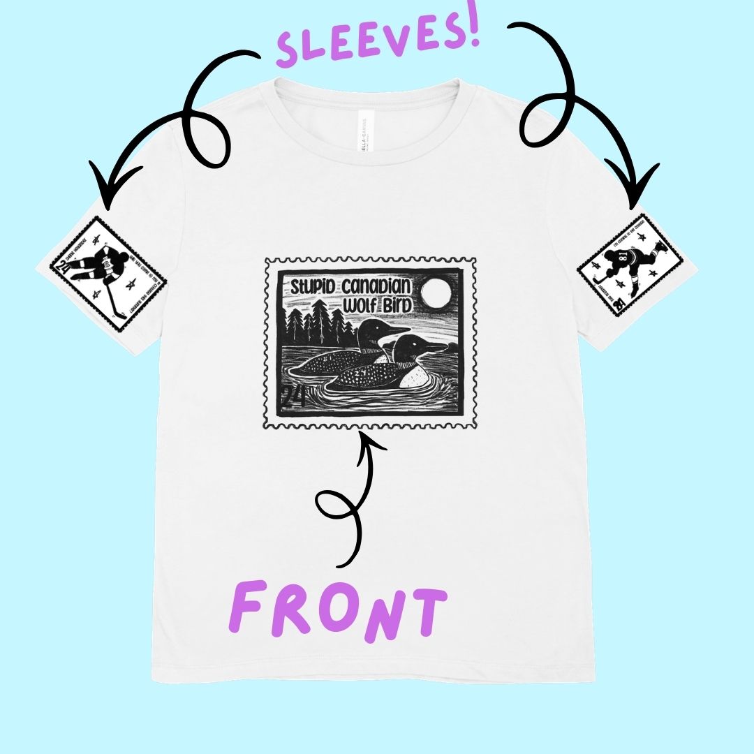 Stupid Canadian Wolf Bird Shirt ~with Hollanov Sleeves!!