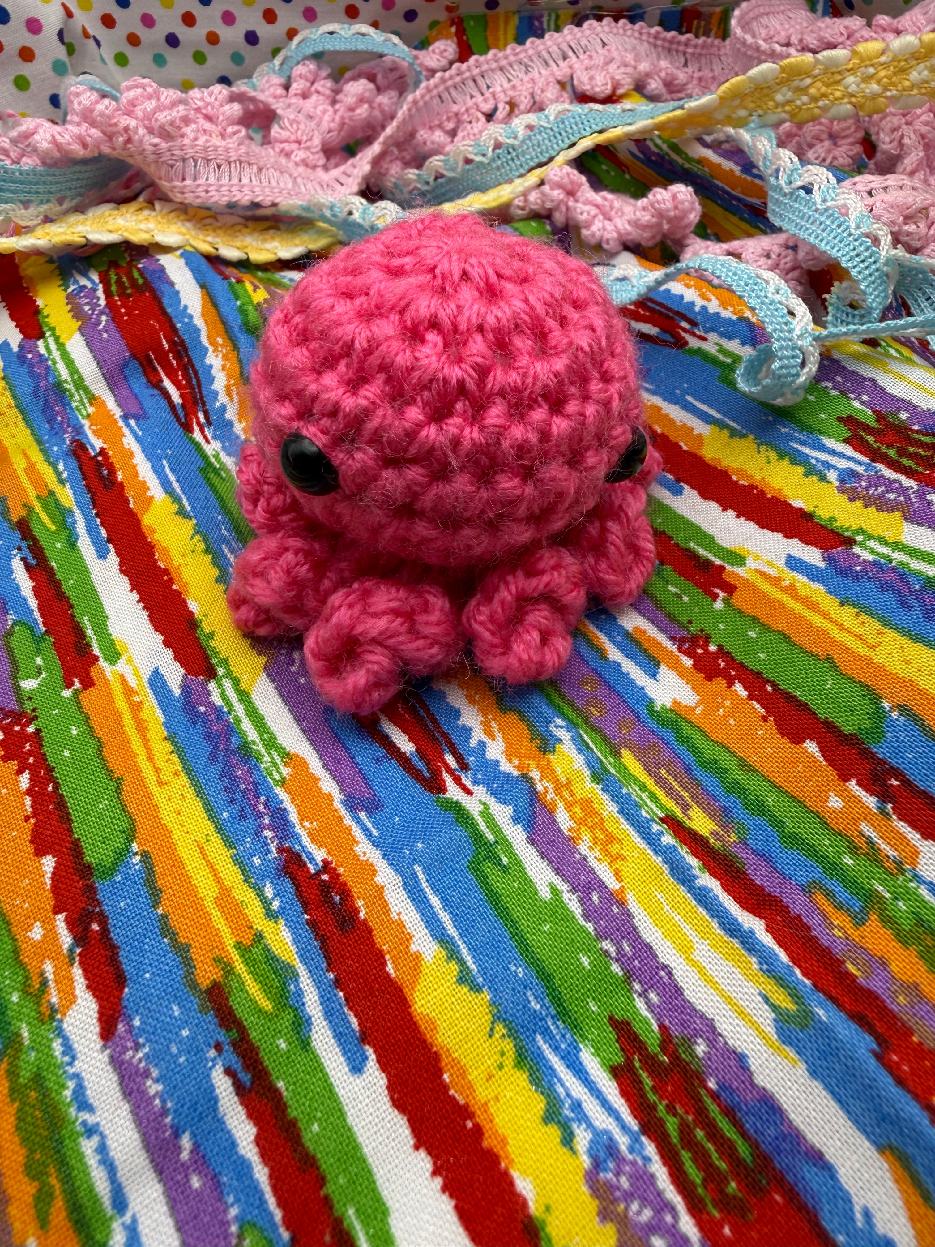 OOAK Yarn Scrap Octopus- Pink