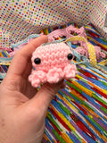 OOAK Yarn Scrap Octopus- Gray, Pink