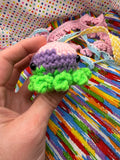 OOAK Yarn Scrap Octopus- Pink, Purple, Green