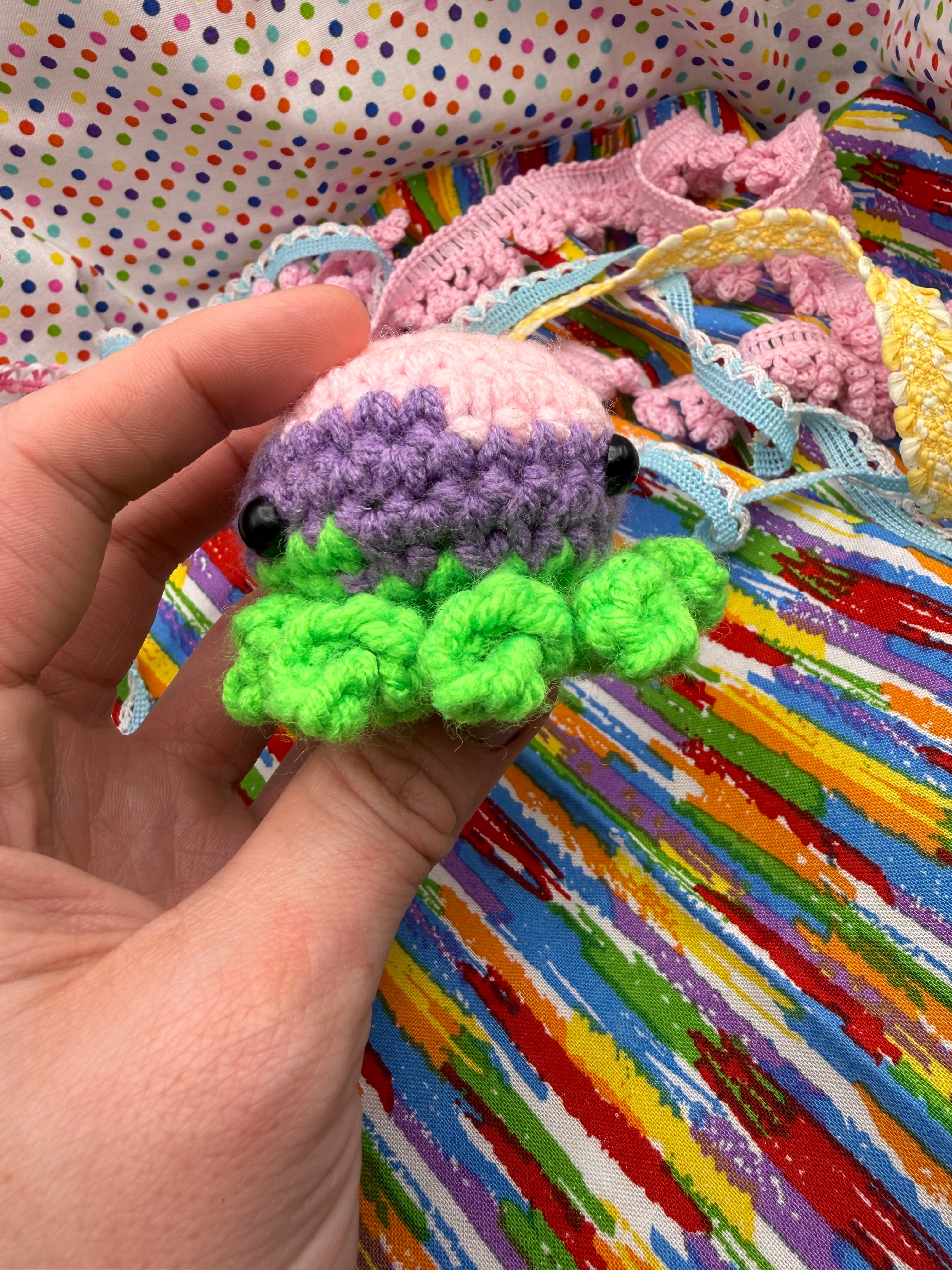 OOAK Yarn Scrap Octopus- Pink, Purple, Green
