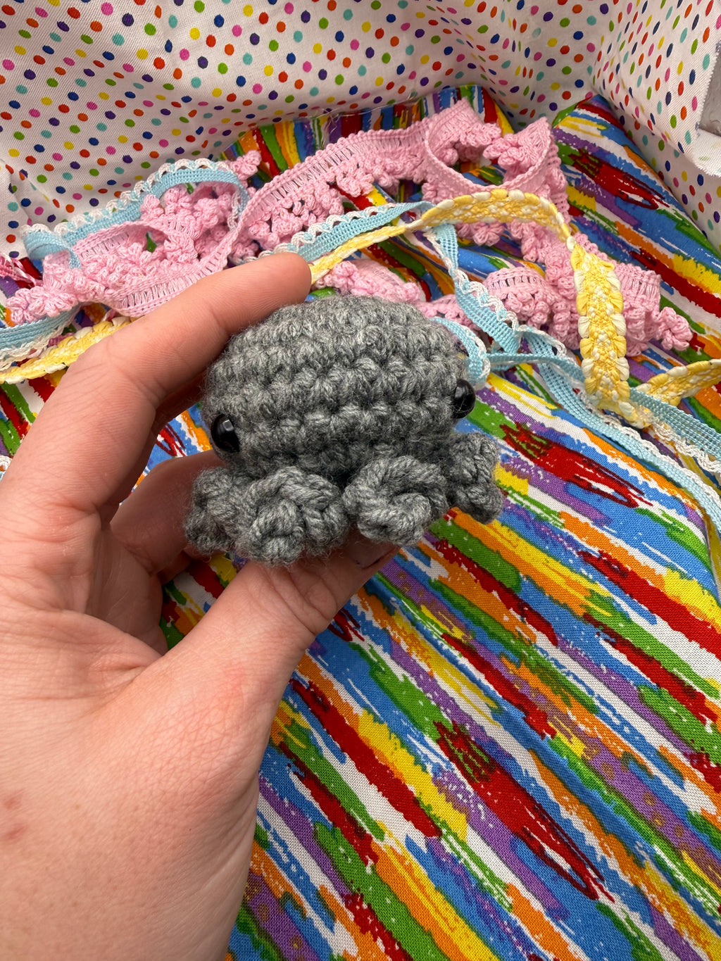 OOAK Yarn Scrap Octopus- Gray