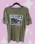 Stupid Canadian Wolf Bird with Hollanov Sleeves THRIFTED t-shirt- Green