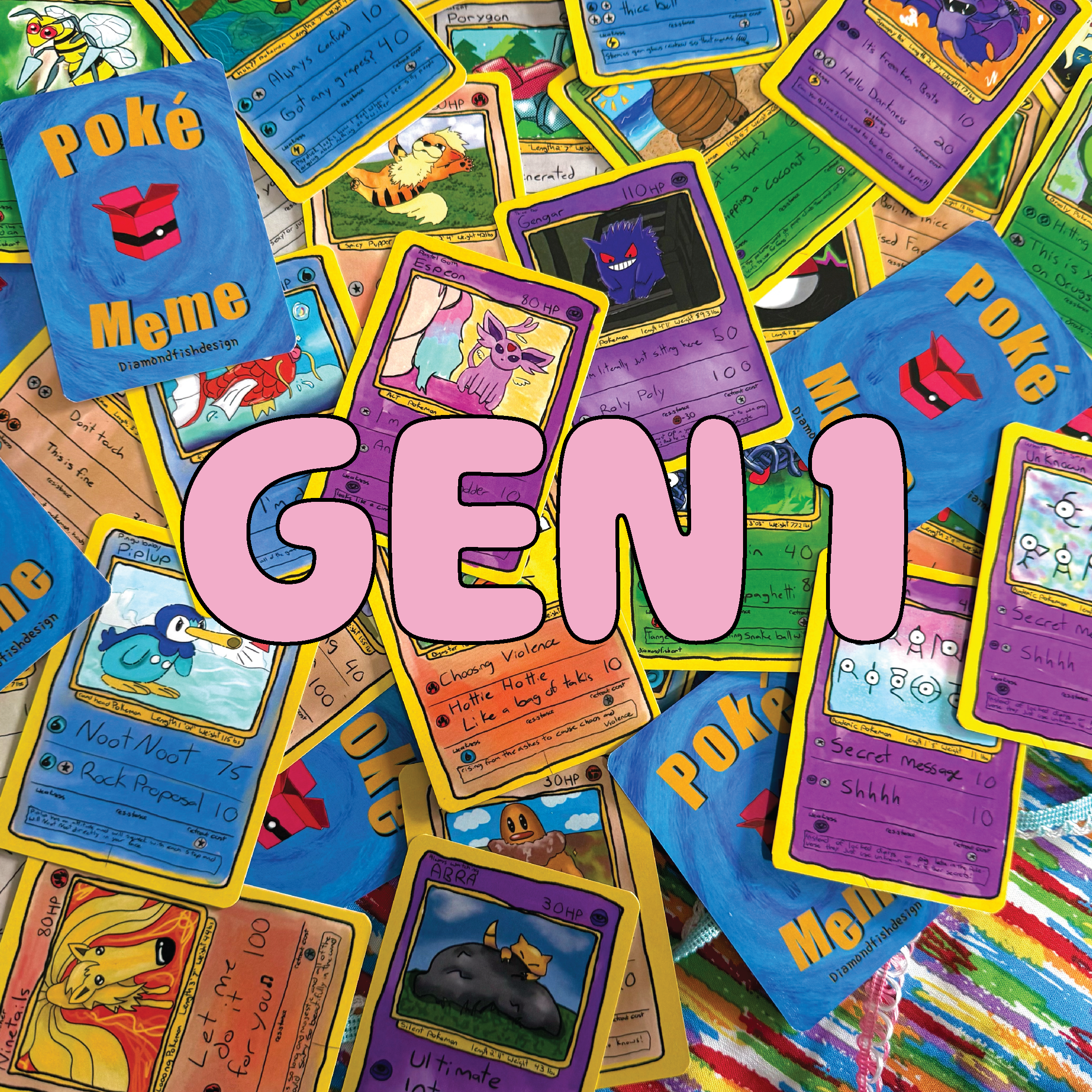 Poke Meme GEN 1 Art Cards